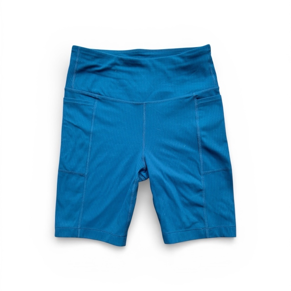 Mondetta NWOT Teal Ribbed Workout Biker Shorts 8” Inseam size small